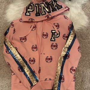 Final ⬇️ NWOT VS Pink Bling Perfect Zip Up Hoodie